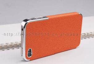 深圳批發(fā)蘋果iphone5 4s手機殼 外殼 電鍍框 荔枝紋貼皮外殼k494價格 廠家 圖片